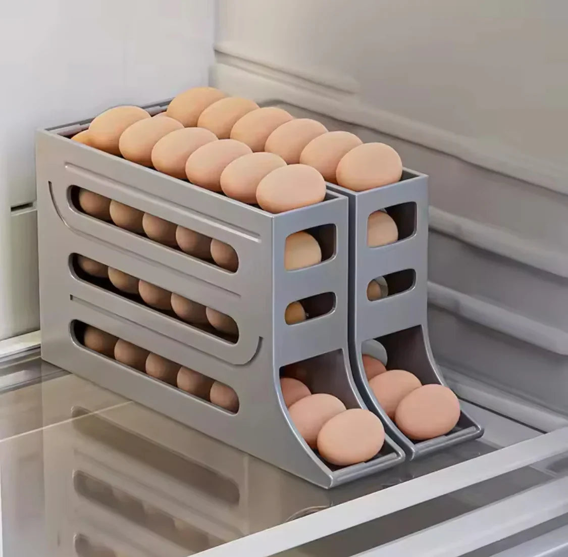 Automatic Rolling Egg Storage Box, Four Tier Egg Roller Rack, Refrigerator Egg Dispenser, Egg Basket Container