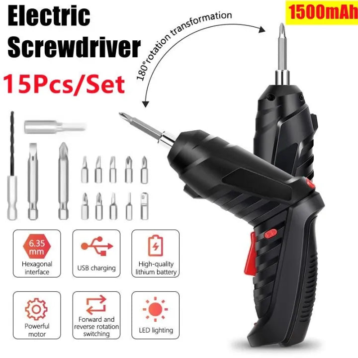🔋 Rechargeable 47-Piece Electric Screwdriver Kit — Wireless Cordless Drill with Flexible Shaft | Home, Electronics & DIY