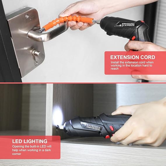 🔋 Rechargeable 47-Piece Electric Screwdriver Kit — Wireless Cordless Drill with Flexible Shaft | Home, Electronics & DIY