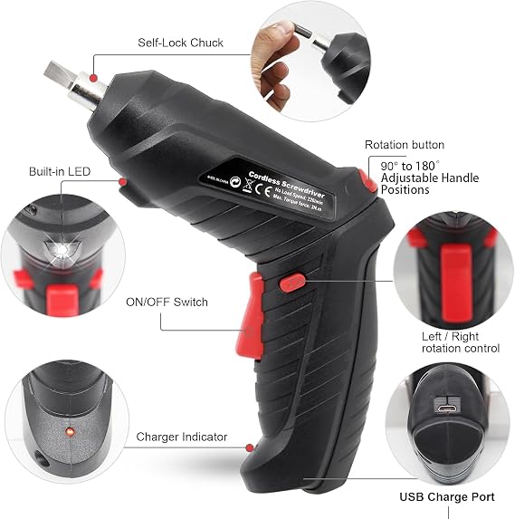 🔋 Rechargeable 47-Piece Electric Screwdriver Kit — Wireless Cordless Drill with Flexible Shaft | Home, Electronics & DIY