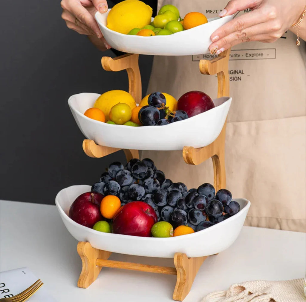 Three Layer European Style Fruit Tray, Creative Colorful Glass Plate, Home Ocean Shell Fruit Plate