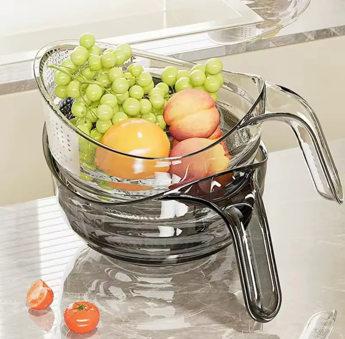 Multifunctional Sink Drain Strainer, Acrylic Rice Washer Drain Basket, Household Draining Bowl