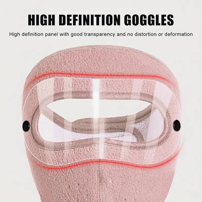 Windproof Anti Dust Full Face Mask, Double Layer Fleece Riding Warm Mask, Winter Warm Cap