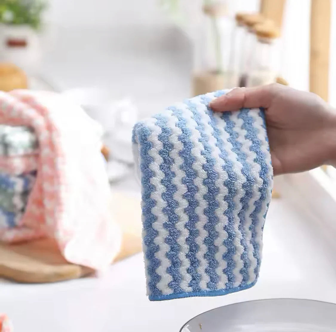 Pack of 4 Superfine Absorbent Dishwashing Cloths | Multipurpose Kitchen Cleaning