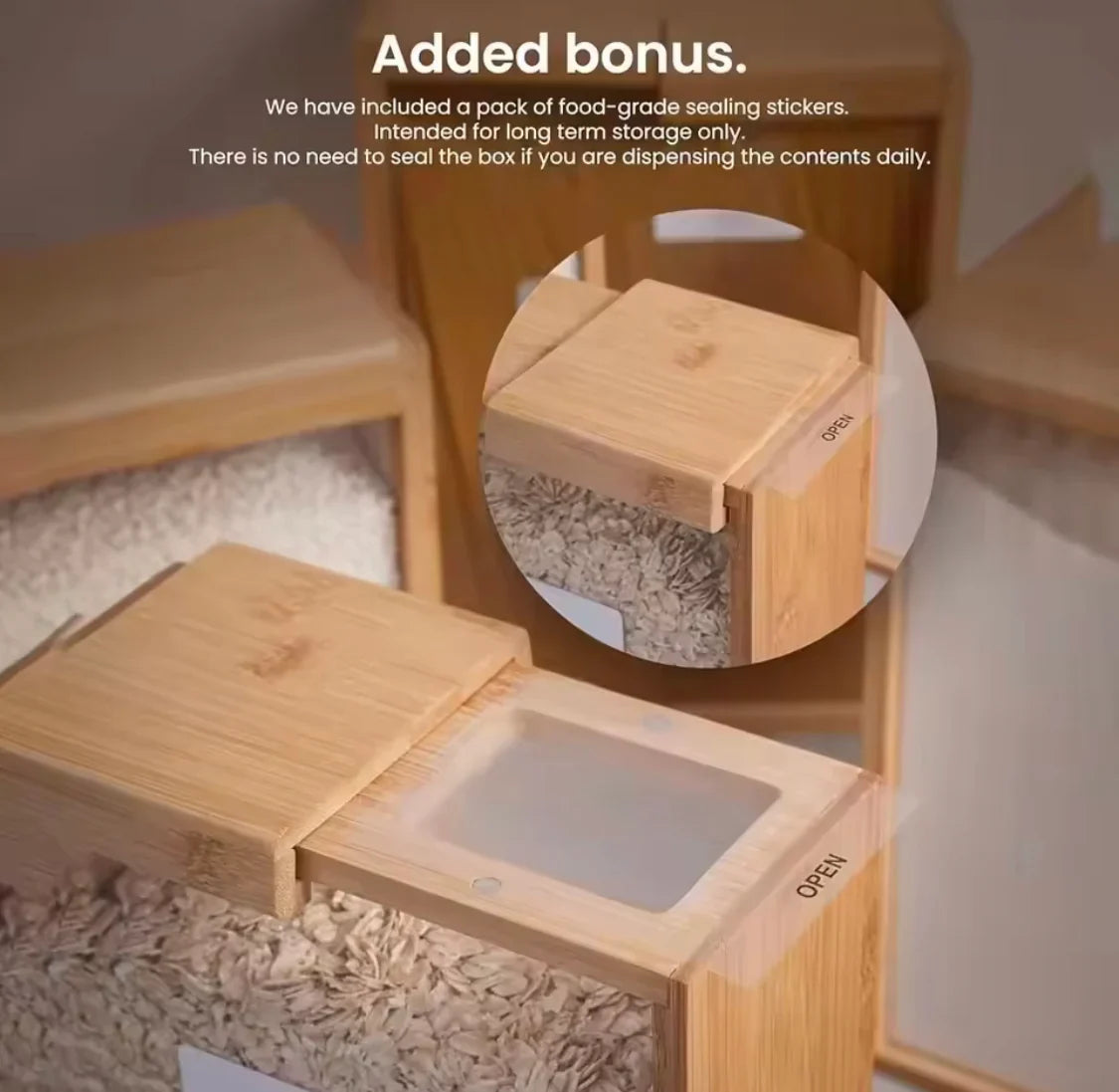 Bamboo Cereal Wood Grain Food Storage Jar, Creative Design Storage Container, Food Storage Organization