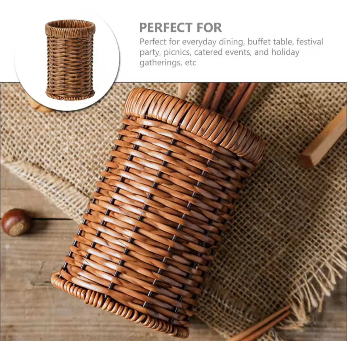 Imitation Rattan Chopstick Holder, Cutlery Utensil Organizer, Spoon Fork Chopsticks Storage Rack