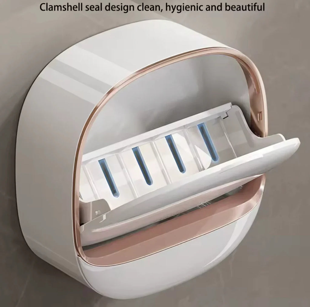 Wall Mounted Soap Box With Flip Cover, Soap Holder With Drainage Tray, Soap Holder With Lid