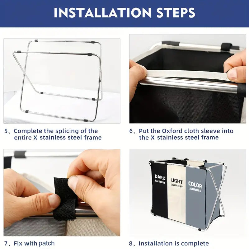 2/3 Grid Laundry Basket With Stand foldable laundry bag