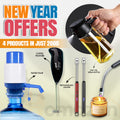 Smart Kitchen Essentials Combo – Coffee Beater, Oil Spray Bottle, Spark Lighter &amp; Manual Water Pump