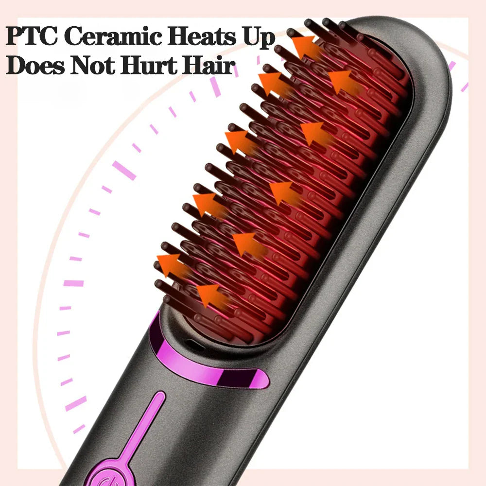 Wireless Hair Straightener  Brush