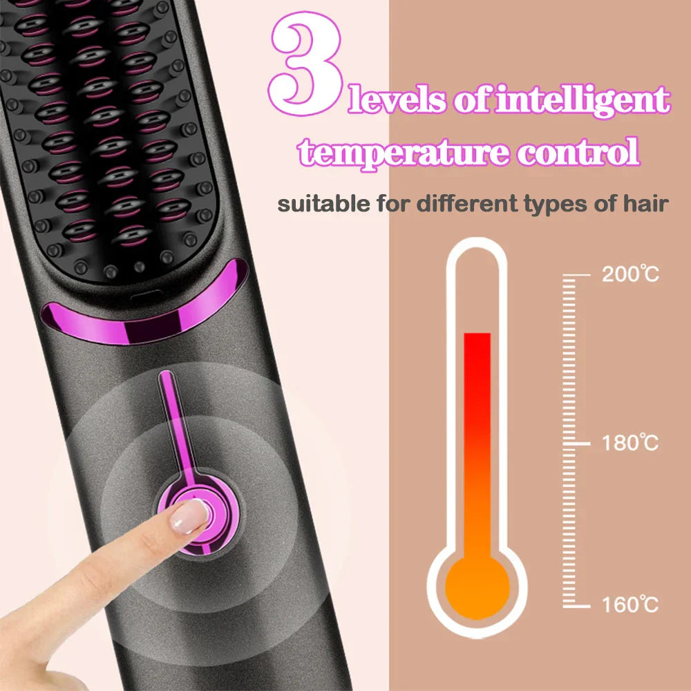 Wireless Hair Straightener  Brush