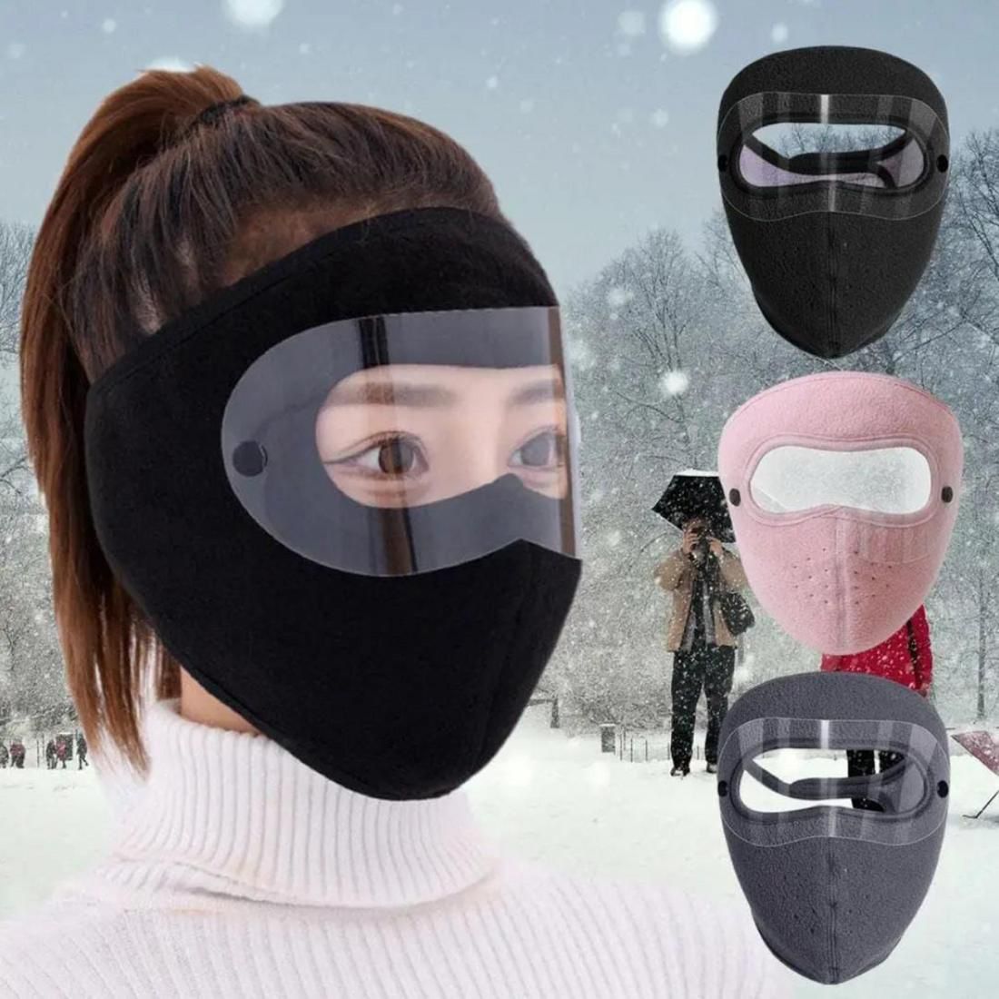 Windproof Anti Dust Full Face Mask, Double Layer Fleece Riding Warm Mask, Winter Warm Cap