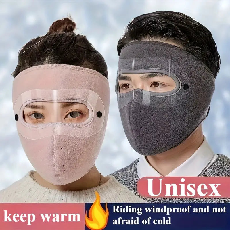 Windproof Anti Dust Full Face Mask, Double Layer Fleece Riding Warm Mask, Winter Warm Cap