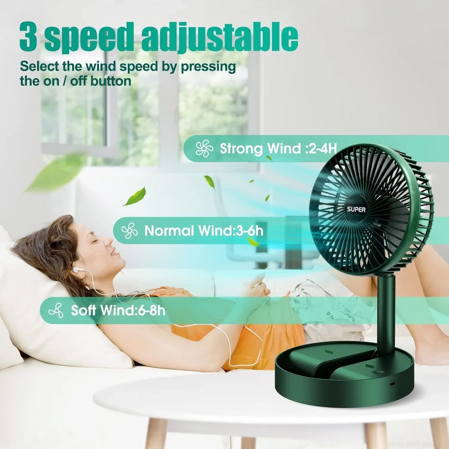 USB RECHARGEABLE TELESCOPIC FOLDING FAN