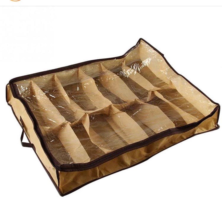 12-Compartment Under bed Shoe Organizer Portable Storage Bag