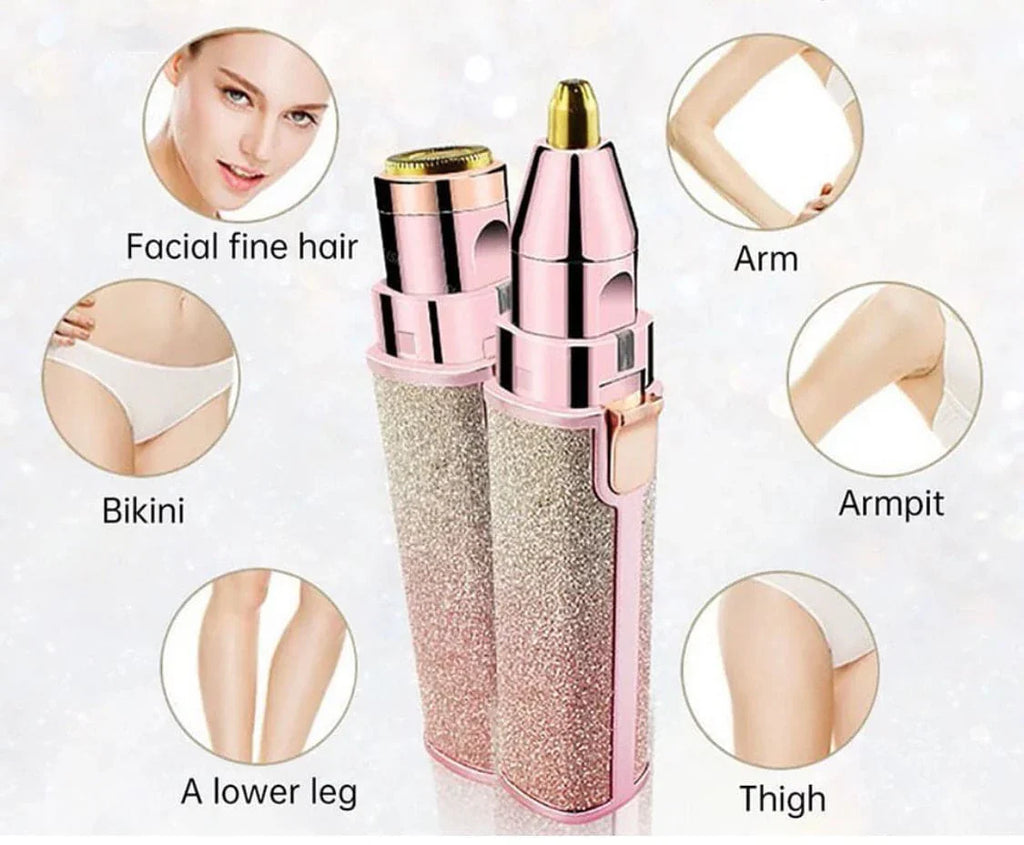 Glitter Eyebrow Trimmer, 2 In 1 Electric Eyebrow Trimmer, Makeup Painless Eyebrow Epilator, Body Shaver Razor, Portable Facial Body Hair Remover