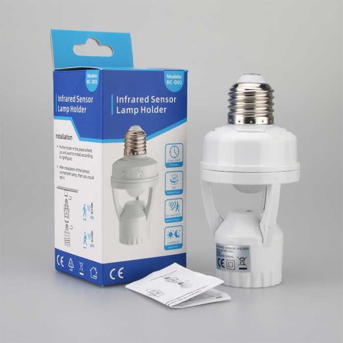 Smart Motion Sensor LED Bulb Holder – Auto On/Off Light Control