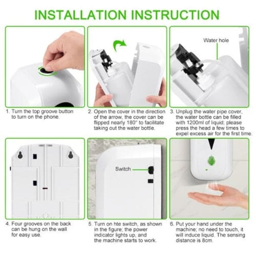 Touchless Soap Dispenser, Automatic Alcohol Sprayer, Motion Sensor, Wall Mounted, 1200ML, Smart Sensor Liquid Spray Dispenser